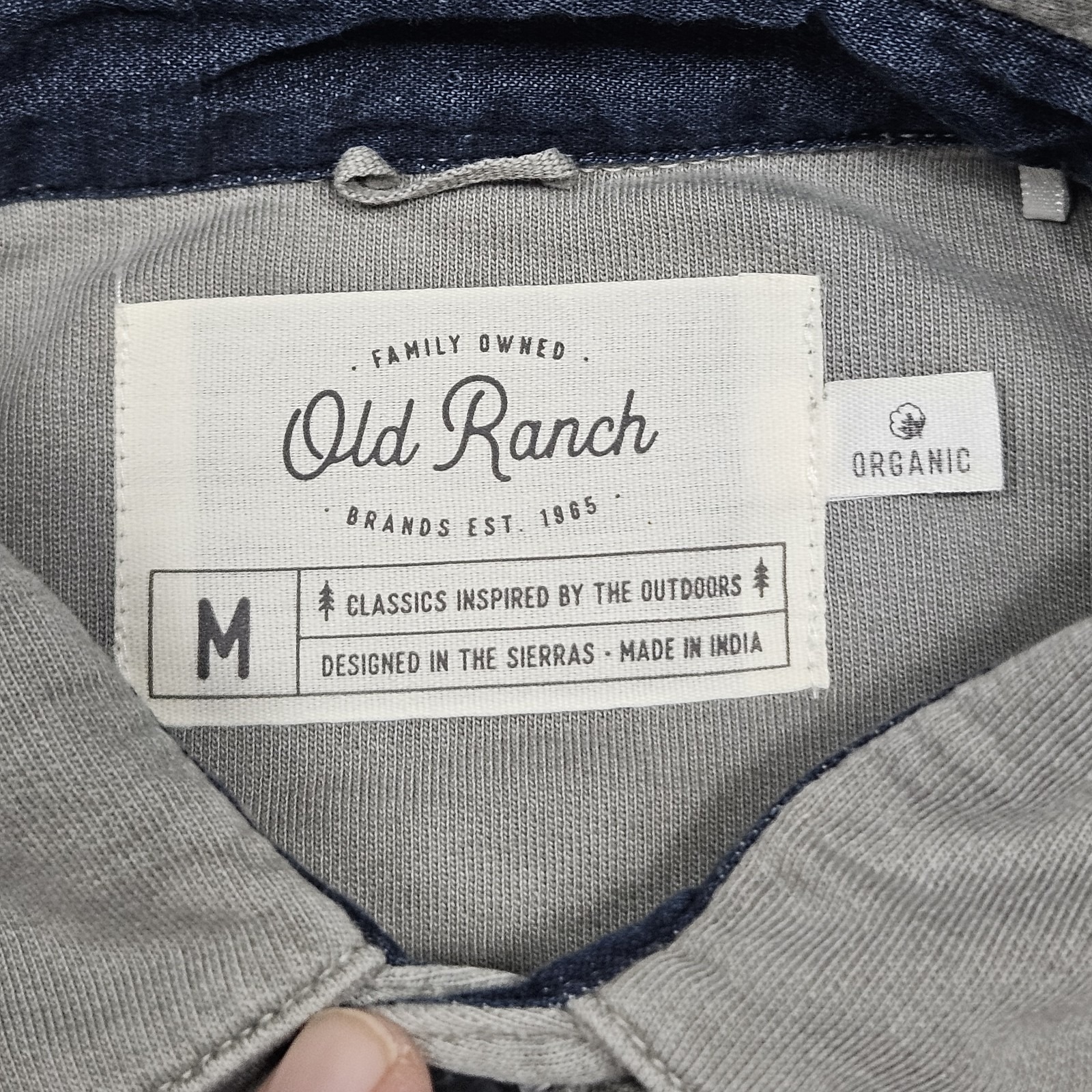 Old Ranch Mens Medium Gray Organic Cotton Long Sleeve Button Down Shirt — image 2 of 8